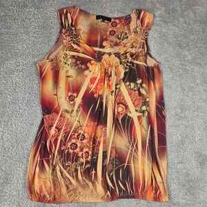 Y2K Fairy Grunge B.L.E.U. Floral Sleeveless  Women Large Excellent Smocked